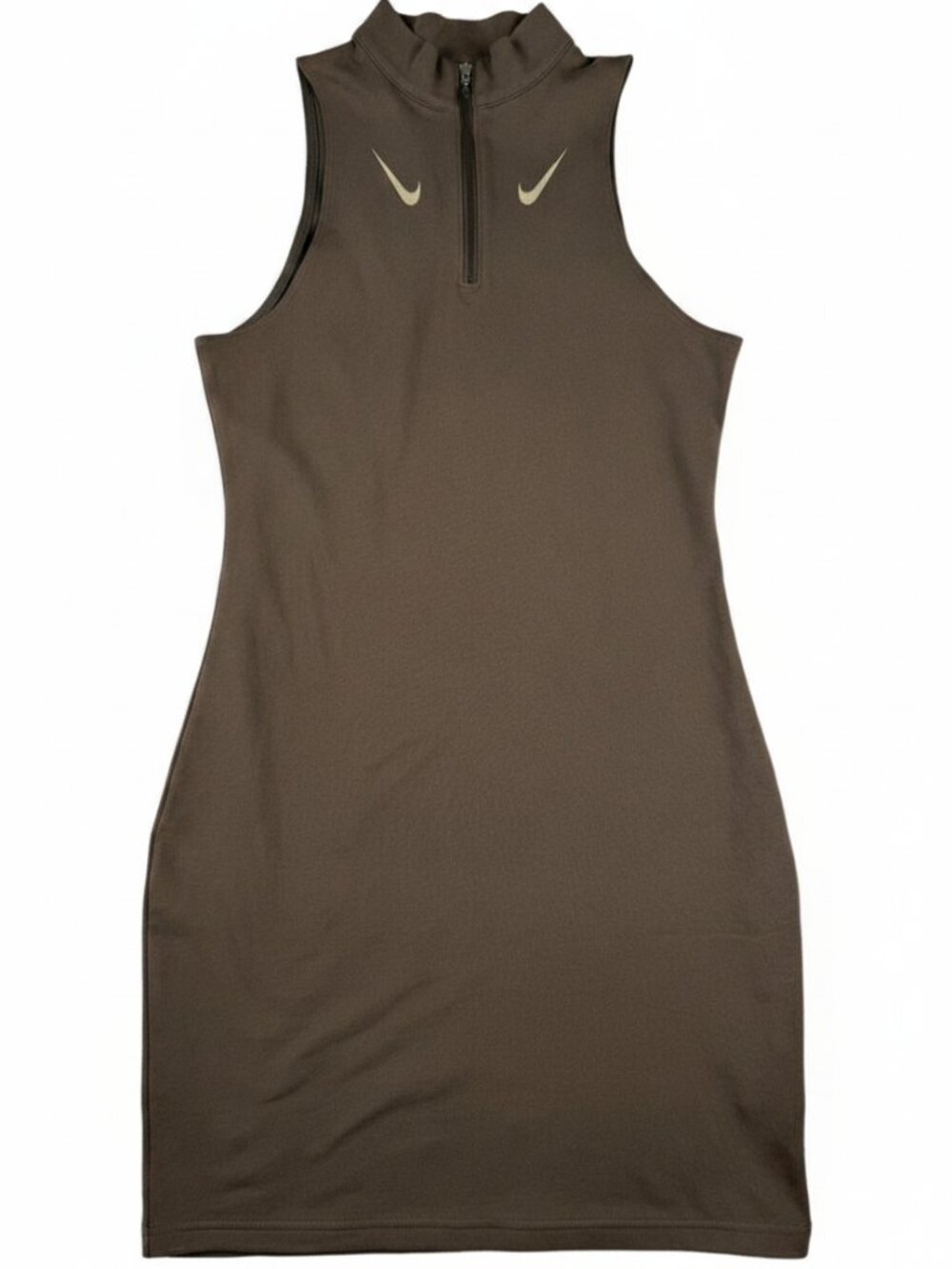 Nike Sportswear Swoosh Sleeveless 1/2-Zip Dress Brown Size S